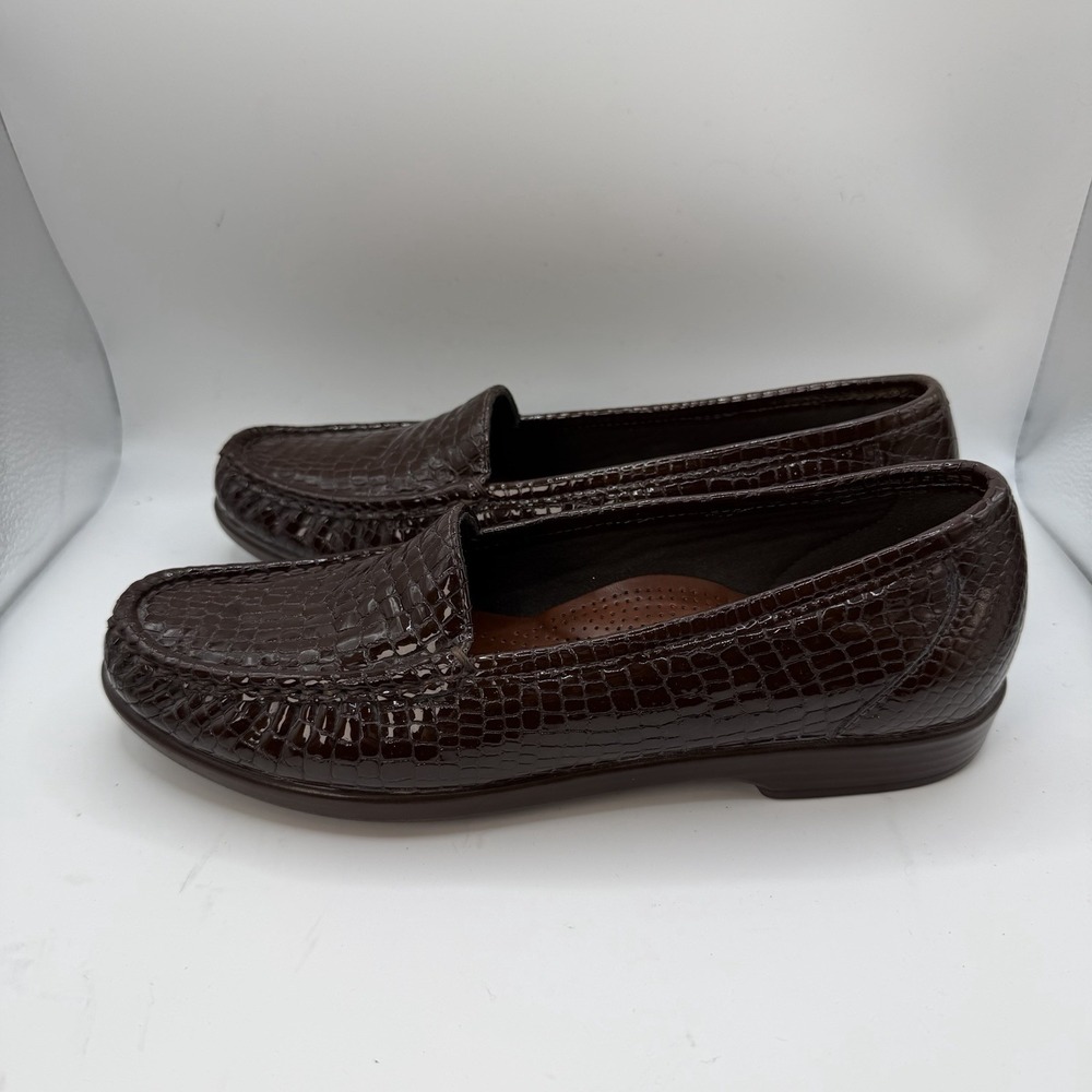 SAS Tripad Comfort Simplify Women's Size 8.5 M Brown Patent Croc Loafer Shoes